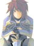  1boy hair_over_one_eye kratos_aurion male male_focus oekaki red_hair redhead short_hair solo tales_of_(series) tales_of_symphonia white_background 