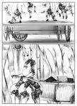  abubu animal_ears cart comic cyborg greyscale mecha mecha_musume mechanical monochrome multiple_legs original pullcart science_fiction short_hair silent_comic tank_top yuga_(abubu) 