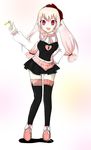  artist_request bow elf fang hair_bow key mabinogi open_mouth pink_hair pointy_ears solo thighhighs 