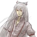  fujiwara_no_mokou genderswap genderswap_(ftm) hair_ribbon kebin lowres male_focus ribbon sketch solo suspenders touhou 