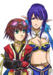  brown_hair female green_eyes judith pointy_ears purple_eyes rita_mordio short_hair tales_of_(series) tales_of_vesperia violet_eyes 