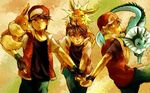  bad_id bad_pixiv_id baseball_cap fingerless_gloves flareon gen_1_pokemon gloves hari_(atheos) hat jolteon male_focus multiple_boys multiple_persona pixiv_red poke_ball pokemon pokemon_(creature) pokemon_(game) pokemon_frlg pokemon_special red_(pokemon) red_(pokemon_frlg) red_(pokemon_rgby) vaporeon 