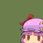  :&lt; blush bow chibi moon mota patchouli_knowledge purple_hair red_eyes ribbon simple_background solo touhou 