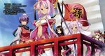  absurdres black_hair blue_eyes brown_eyes brown_hair crease glasses highres hikage_eiji kannei katagiri_hinata koihime_musou long_hair midriff multiple_girls navel official_art pink_hair purple_eyes purple_hair red_eyes ryomou shuutai sonken sonshoukou thighhighs translated twintails very_long_hair 