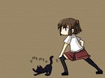  black_legwear blush brown_eyes brown_hair cat collar fatal_frame fatal_frame_3 hagino_chiyoko hair_ornament hinasaki_miku long_hair lowres skirt solo thighhighs 