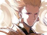  armor blonde_hair earrings face fate/stay_night fate/zero fate_(series) gilgamesh jewelry male_focus red_eyes smile solo tsuneaki_(dosnan) 