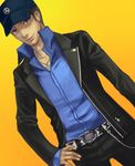  bad_id bad_pixiv_id belt brown_eyes brown_hair dutch_angle enk_(mlrampy) facial_hair hand_on_hip hat iori_junpei jewelry male_focus necklace persona persona_3 school_uniform sideburns solo stubble 