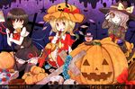  asymmetrical_wings bat black_hair black_legwear blonde_hair blush cake candy cross doughnut dress eyeball flandre_scarlet food grave green_eyes green_hair halloween hat houjuu_nue jack-o'-lantern komeiji_koishi lantern lollipop multiple_girls open_mouth pumpkin red_eyes scythe short_hair side_ponytail silver_hair skirt smile stage_connection star sun_hat thighhighs third_eye touhou trick_or_treat wings witch_hat yaminotsuki_kisaragi 