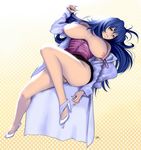  bare_shoulders blue_hair breasts breasts_apart breasts_outside brown_eyes framed_breasts high_heels huge_breasts labcoat leg_up legs long_hair lying maken-ki! miniskirt nijou_aki nipples no_bra nurse open_clothes open_shirt panties panties_around_one_leg panty_pull pussy sagging_breasts shirt shoes sitting skirt solo strap_slip thighs underwear undressing upskirt wakino_keibun 