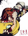  a.b.a bad_id bad_pixiv_id bags_under_eyes bandages blood chain eyeshadow fingerless_gloves gloves guilty_gear hair_over_one_eye key key_in_head makeup paracelsus red_hair short_hair solo 
