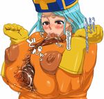  between_breasts blush bodysuit breasts chunsoft cum dragon_quest dragon_quest_iii enix erection fellatio gloves hat huge_breasts lips nezumi nezunezu nipples oral paizuri paizuri_under_clothes penis precum priest_(dq3) puffy_nipples simple_background sucking through_clothes translation_request uncensored under_clothes wet 