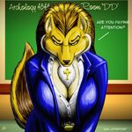  belt big_breasts breasts canine chest_tuft cirrel cleavage clothed clothing egyptian female fur golden_jackal hair jackal long_hair mammal nohni_wabanda solo tail teacher tuft 