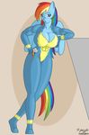  anthro anthrofied breasts costume cutie_mark equine female friendship_is_magic hair horse mammal multi-colored_hair muscles muscular_female my_little_pony pegasus pony rainbow_dash_(mlp) rainbow_hair solo tail wings wonderbolts_(mlp) 