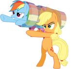  applejack_(mlp) bazooka cannon cutie_mark duo equine female feral friendship_is_magic gun horse mammal maximillianveers my_little_pony pony rainbow_dash_(mlp) ranged_weapon rocket_launcher tail vector weapon 