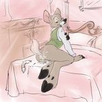  after_sex anus bed bottomless cervine clothed clothing condom cum cum_in_ass cum_inside deer filled_condom gay half-dressed hammytoy hooves looking_at_viewer looking_back male mammal messy solo tail 