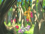  applebloom_(mlp) caught cub cutie_mark_crusaders_(mlp) equine female feral forest friendship_is_magic group hair horn horse javkiller long_hair mammal my_little_pony outside pegasus pony purple_hair red_hair scootaloo_(mlp) short_hair smile sweetie_belle_(mlp) tail tree two_tone_hair unicorn wings wood young 