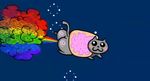  ambiguous_gender blue_background butt cat fart feline looking_at_viewer mammal nyan nyan_cat parody plain_background poptart rainbow solo space stars tail unknown_artist 