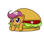  animal_ears cute equine female feral food friendship_is_magic hair hamburger horse kloudmutt mammal my_little_pony pony purple_eyes purple_hair scootaloo_(mlp) smile solo young 