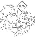 balls black_and_white boots butt butt_grab dialog dialogue ears english_text female hand_on_butt hand_on_cock hedgehog holding_penis imminent_sex is is_(artist) line_art mammal monochrome open_mouth penis pictographics plain_background pussy sega sign smug sonic_(series) sonic_the_hedgehog tail text tongue white_background 