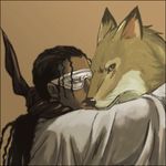  bleach blind canine duo gay hair hug low_res male mammal plain_background sajin_komamura tousen_kaname wolf 