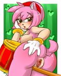  &hearts; &lt;3 amy_rose anthro anus back_turned black_nose blush bracelet breasts butt clitoris female green_eyes hair hairband hammer hedgehog jewelry lips looking_at_viewer looking_back mammal nipples nude open_mouth pink pink_body pink_hair presenting presenting_hindquarters pussy sega solo sonic_(series) tail thighs tiki_san weapon 