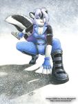  blue_eyes boots female gun kacey mammal ranged_weapon skunk snow solo weapon 