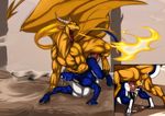  anal anal_penetration balls blue_dragon cum cum_in_ass cum_inflation cum_inside doggy_position doggystyle dragon erection excessive_cum fire firondraak from_behind gay horn huge_penis hyper inflation male nude open_mouth orgasm penetration penis scalie sex size_difference starsoul tail wings yellow_dragon 