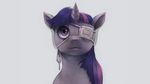  crookedtrees equine eye_patch eyewear face female feral friendship_is_magic hair head hi_res horn horse long_hair mammal multi-colored_hair my_little_pony pink_hair plain_background pony purple_hair short_hair solo twilight_sparkle_(mlp) unicorn wallpaper white_background wounded 