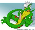  biceps big_muscles cyber_zai dragon erection feral green_dragon hair male muscles nude penis scalie solo tail white_hair 