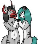  black_hair canine cat couple cute dark dog exeer exel exeleer feline female fluffy fur girls green green_hair grey grey_fur hair hand_holding happiness happy horn isinmuffin kirin lesbian lion male mammal plain_background stripes transparent_background white wolf 