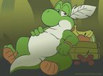  belly feather fruit full green green_body gut iveechan mario_bros nintendo overweight paper_mario video_games yoshi 