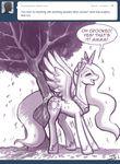  alicorn crookedtrees cutie_mark dialog dialogue english_text equine eyes_closed female feral friendship_is_magic hair horn horse john_joseco long_hair mammal masturbation monochrome my_little_pony open_mouth pegacorn pony princess princess_celestia_(mlp) royalty solo sun sweat tail text tiara tree tumblr winged_unicorn wings wood 