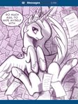  alicorn dialogue english_text equine female feral friendship_is_magic hair horn horse john_joseco long_hair lying mammal monochrome my_little_pony on_back pegacorn pony princess_celestia_(mlp) solo spread_legs spreading text tiara tumblr winged_unicorn wings 