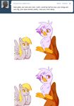  blonde_hair brown_eyes comic cutie_mark derpy_hooves_(mlp) duo equine female feral friendship_is_magic gilda_(mlp) gryphon hair horse mammal my_little_pony pegasus pony saliva tail tumblr wings yellow_eyes 