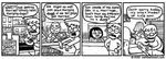  black_and_white canine comic dialog dialogue dog eat_that_toast english_text eyewear female glasses human male mammal man monochrome newspaper street text unknown_artist 