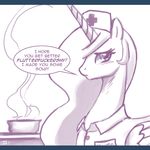  alicorn dialogue english english_text equine female feral friendship_is_magic hat horn horse john_joseco mammal monochrome my_little_pony pegacorn pony princess_celestia_(mlp) solo text tumblr winged_unicorn wings 