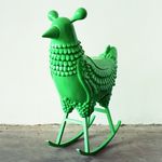  bird chair chicken feral furniture green green_feathers hayon_studio photo proper_art real rocking_chair 