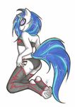  anthrofied blue_hair breasts cutie_mark deadmau5 deejayhan equine equine_legs eyewear female friendship_is_magic goggles hair hooves horn horse kneeling long_hair mammal mane my_little_pony pinup pony pose short_hair small_breasts solo tail unicorn vinyl_scratch_(mlp) 