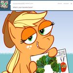  applejack_(mlp) arthropod ask_jappleack blonde_hair book caterpillar cowboy_hat equine eric_carle female feral freckles friendship_is_magic green_eyes hair hat horse hotdiggedydemon insect jappleack mammal my_little_pony pony ponytail solo the_very_hungry_caterpillar tumblr 