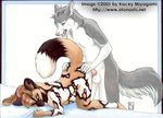  african_wild_dog all_fours anthro balls butt butt_grab canine dog doggy_position doggystyle duo female from_behind kacey looking_back low_res male mammal nude open_mouth penetration penis sex straight sweat tail vaginal vaginal_penetration wolf 