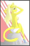  angelina_onyx anthro big_breasts blonde_hair blue_eyes breasts butt cat deity feline female goddess hair long_blonde_hair long_hair looking_back mammal nipples panties pink_nose pinup pose raised_arm redwolfxlll rock rosa side_boob sitting slippers solo tail underwear 