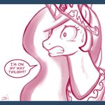  dialogue english english_text equine female feral friendship_is_magic horn horse john_joseco mammal monochrome my_little_pony plain_background pony princess_celestia_(mlp) solo sweat text tiara tumblr white_background 