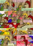  blonde_hair blue_hair bound comic english_text fatchaos female flattering hair hearts hunting_a_hydra hydra kissing lizard male red_hair reptile scalie text 