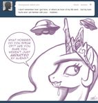  dialogue english english_text equine female feral friendship_is_magic hair horn horse john_joseco long_hair mammal monochrome my_little_pony pony princess princess_celestia_(mlp) royalty saliva solo text tiara tumblr ufo 