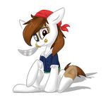  bandanna brown_hair clothing costume cub equine eye_patch eyewear feral friendship_is_magic hair happy hooves horse looking_at_viewer male mammal my_little_pony pipsqueak_(mlp) plain_background pony shirt sitting skull skullyizzy solo sword tail transparent_background weapon young 
