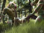  abs anal anal_penetration anthro dinosaur drooling erection fellatio from_behind gay group group_sex h8sart male muscles nipples oral oral_sex penetration penis saliva scalie sex spitroast tail thick_penis threesome 