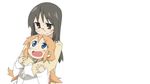  2girls black_eyes black_hair blue_eyes glasses hakase_(nichijou) long_hair minakami_mai nichijou orange_hair photoshop white 