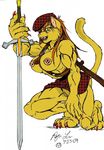  breasts claymore feline female hat lion lioness mammal muscles muscular_female nipples pussy scottish solo sword tail weapon 