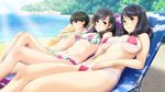  3girls beach bikini game_cg ino sister_scheme_2 swimsuit underboob yanagawa_amane yanagawa_misaki 