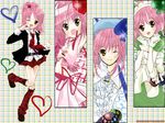  hinamori_amu jpeg_artifacts pink_hair seifuku short_hair shugo_chara skirt tagme yellow_eyes 